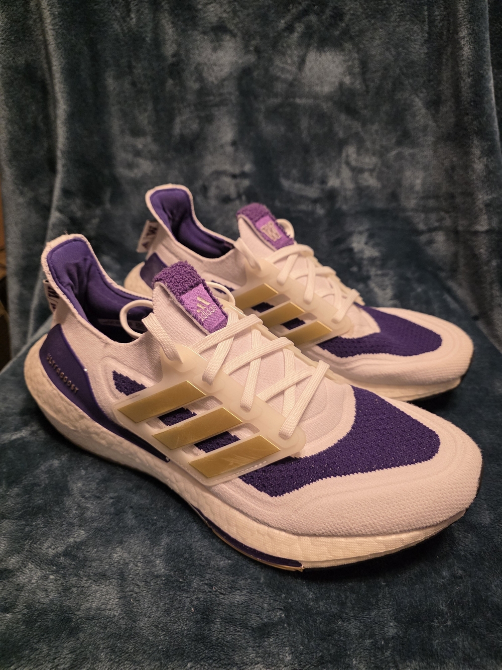 adidas Men's White, Purple & Cream Athletic Sneakers